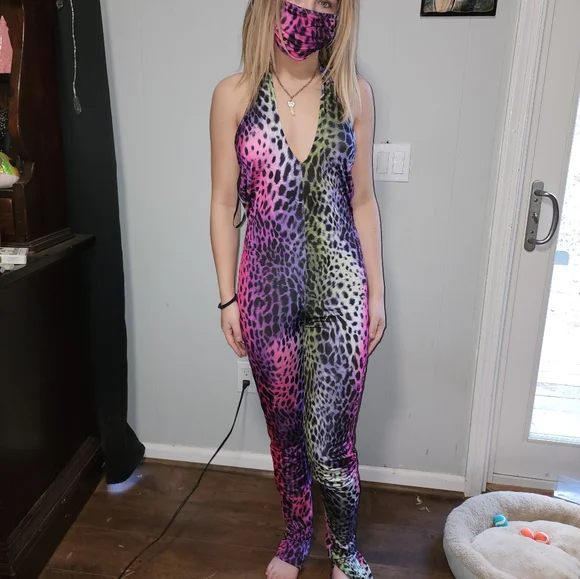 NWT Dolls Kill Rainbow Jungle Fever Jumpsuit - Picture 2 of 5